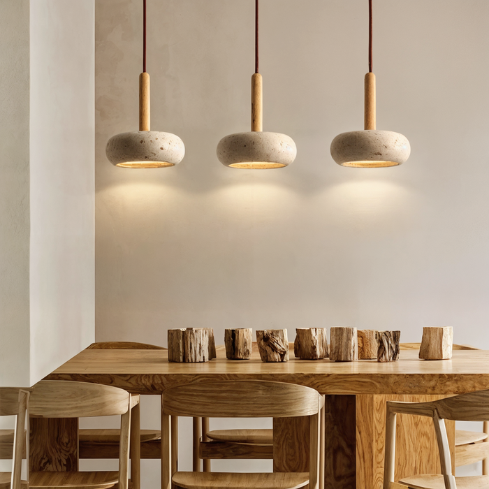 Aeris Home – Travertine Disc Pendant