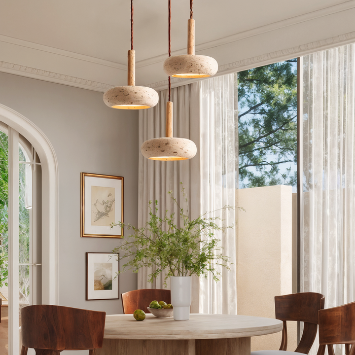 Aeris Home – Travertine Disc Pendant