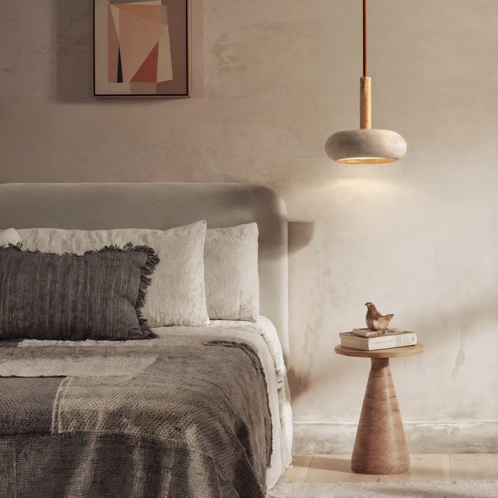 Aeris Home – Travertine Disc Pendant