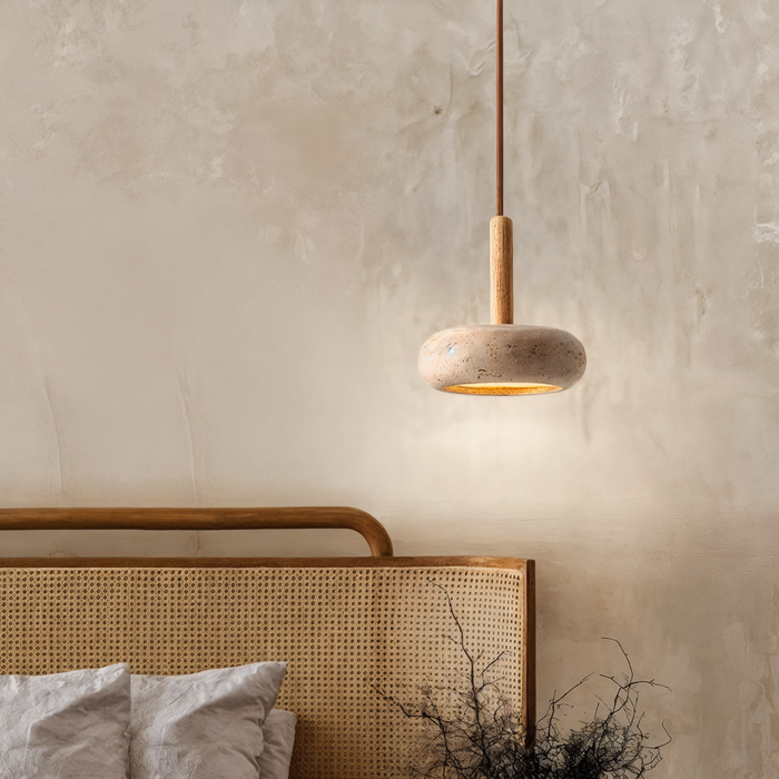 Aeris Home – Travertine Disc Pendant