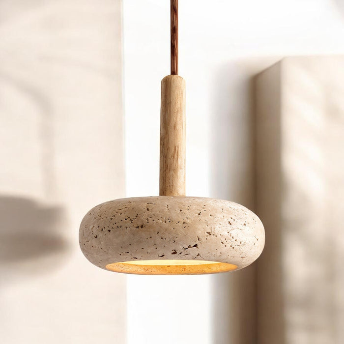 Aeris Home – Travertine Disc Pendant