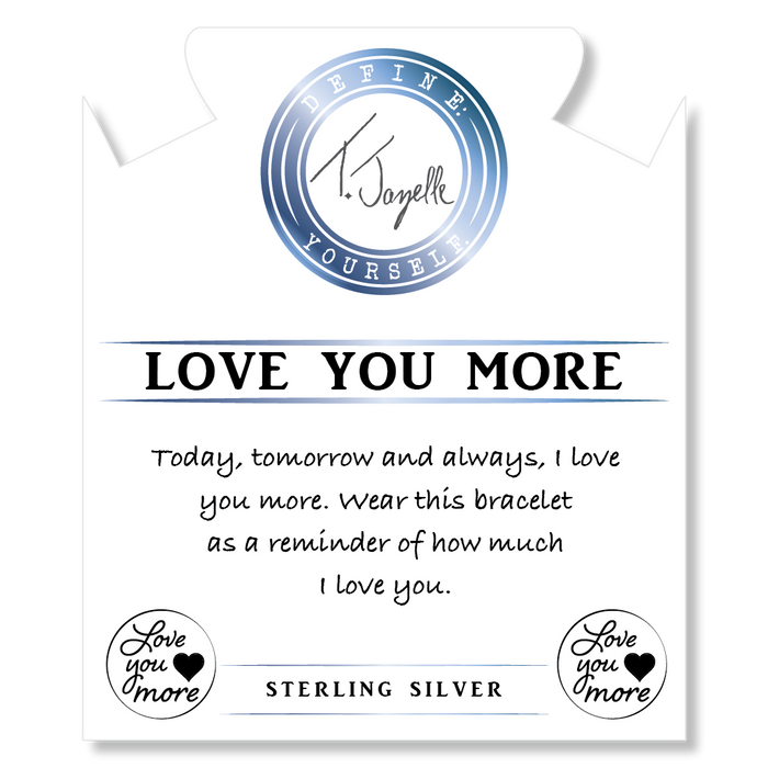 Aqua Amazonite Stone Bracelet with Love You More Sterling Silver Charm