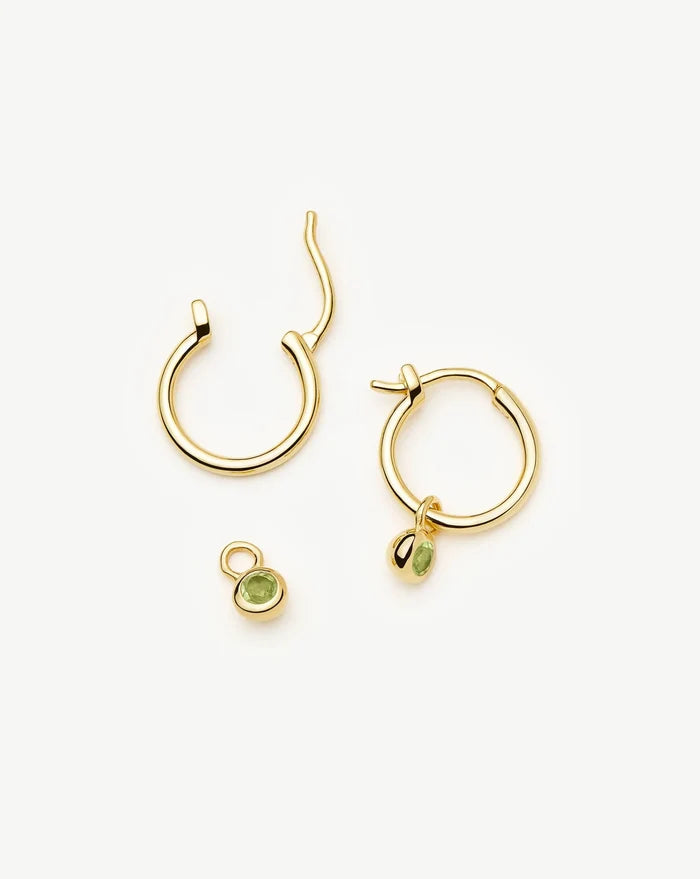 August Birthstone Mini Charm Hoop Earrings | 18ct Gold Vermeil/Peridot Earrings Missoma