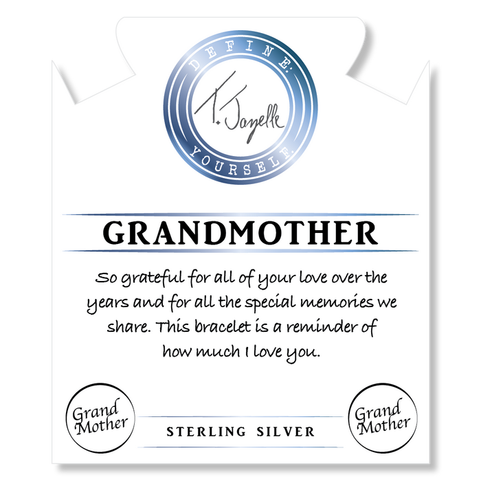 Australian Agate Stone Bracelet with Grandmother Sterling Silver Charm