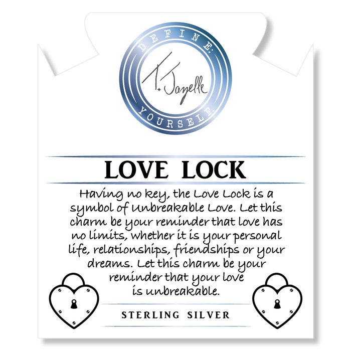 Australian Agate Stone Bracelet with Love Lock Sterling Silver Charm