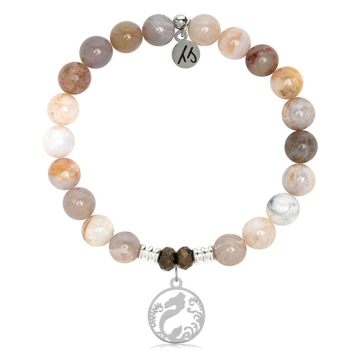Australian Agate Stone Bracelet with Mermaid Sterling Silver Charm