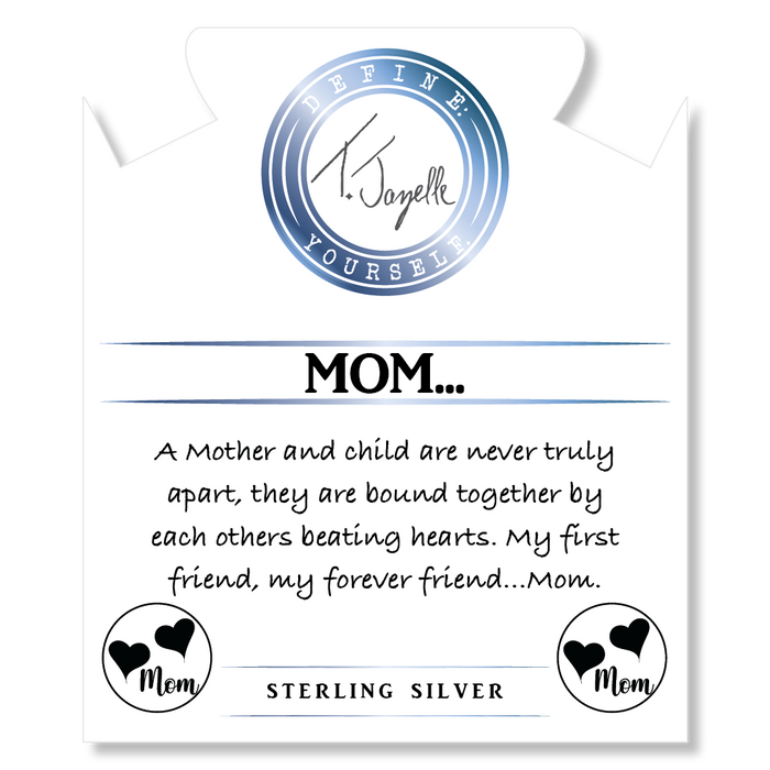 Australian Agate Stone Bracelet with Mom Hearts Sterling Silver Charm