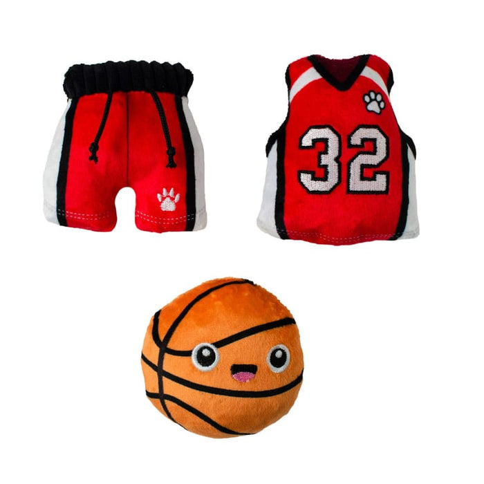 Petshop by Fringe Studio dog toys Basket-pawler Sports Fun Basketball Plush Squeaky Dog Toy Set - 3 Pc