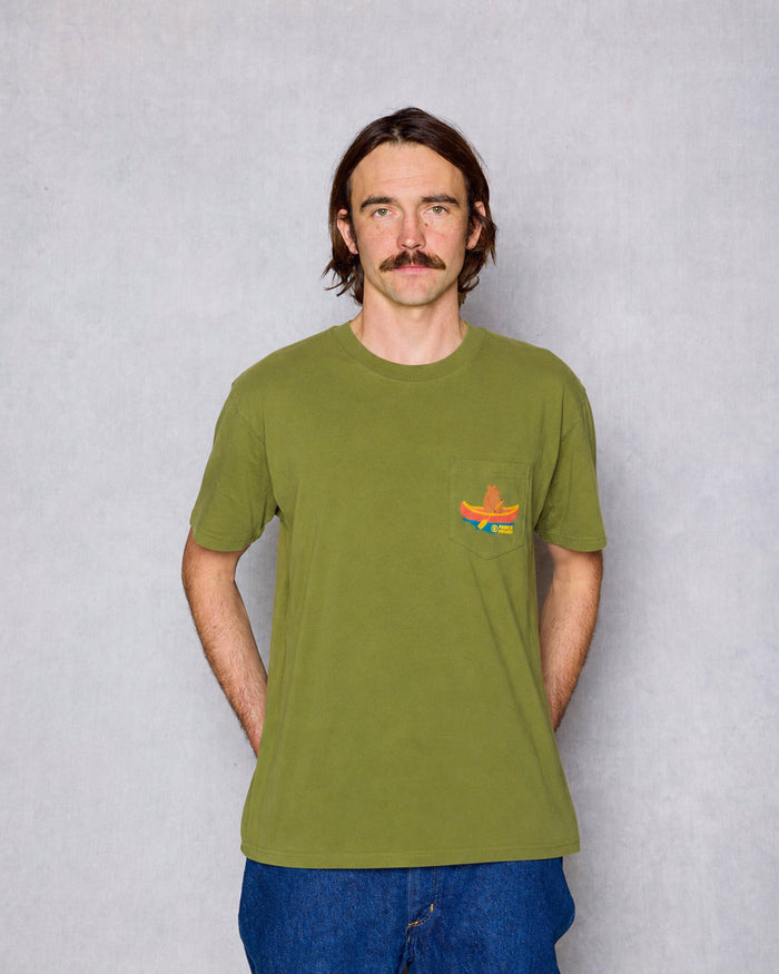 Shop Bears at Camp Pocket Tee Inspired by National Parks | olive