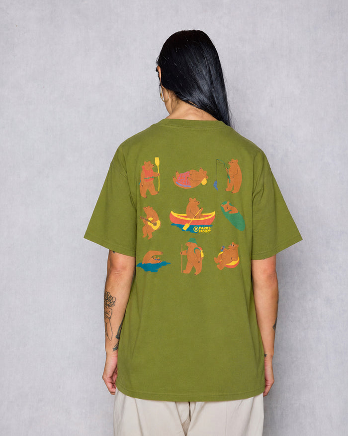 Shop Bears at Camp Pocket Tee Inspired by National Parks | olive