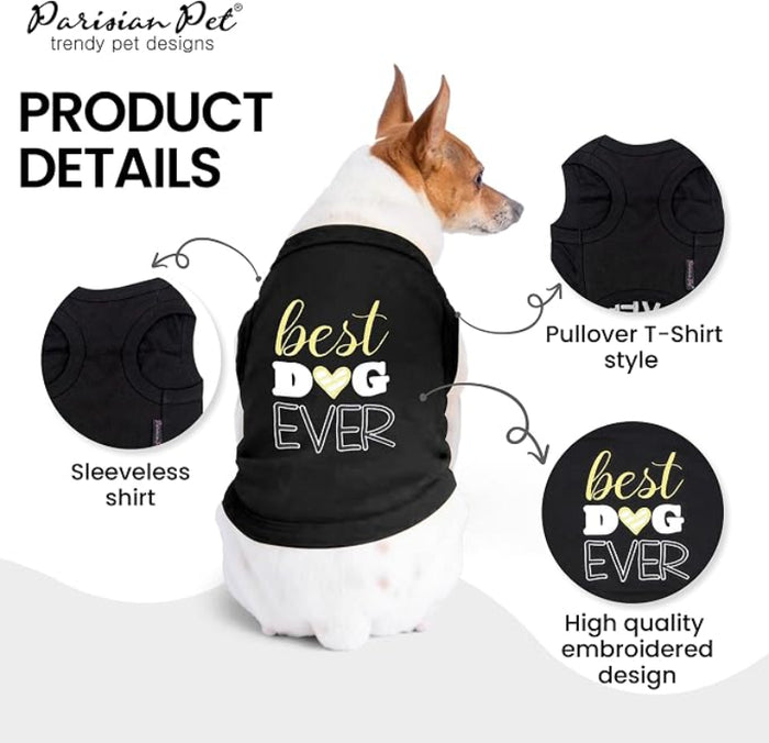 "Best Dog Ever" Black & Gold Embroidered Dog Tee