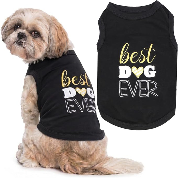 "Best Dog Ever" Black & Gold Embroidered Dog Tee
