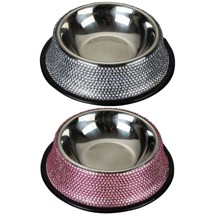 AE-SLIFE Bowls Bling Stainless Steel Dog Bowls in 2 Colors