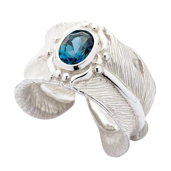 Blue Topaz Feather Sterling Silver Ring [2]