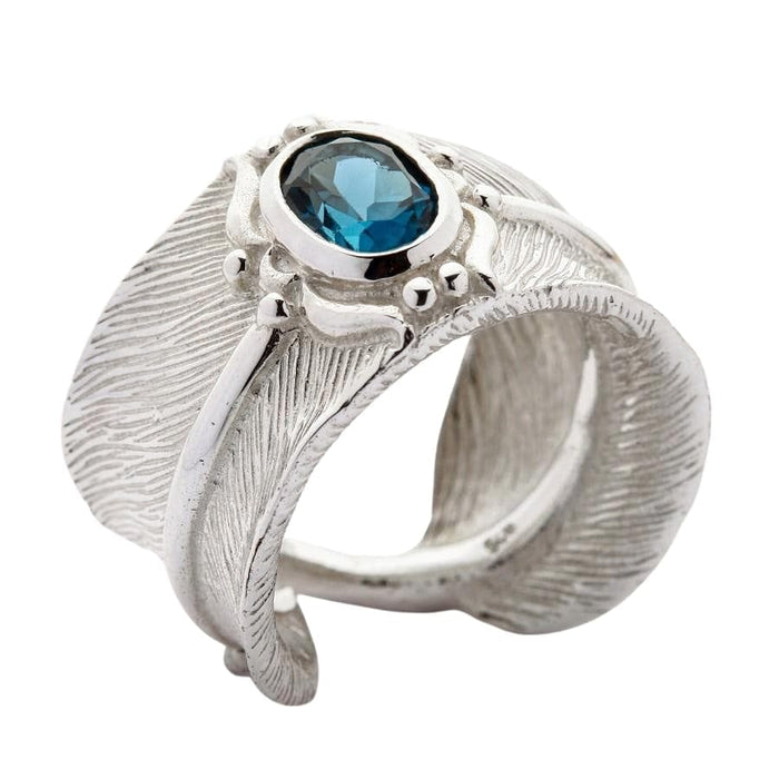 Blue Topaz Feather Sterling Silver Ring [3]