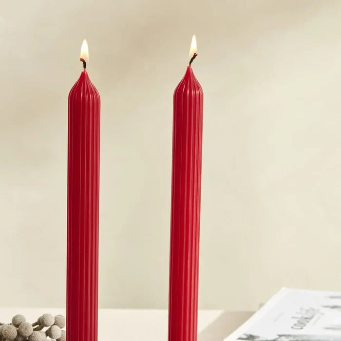 Bougie pour bougeoir Karaca Home Wave 2 pièces, rouge