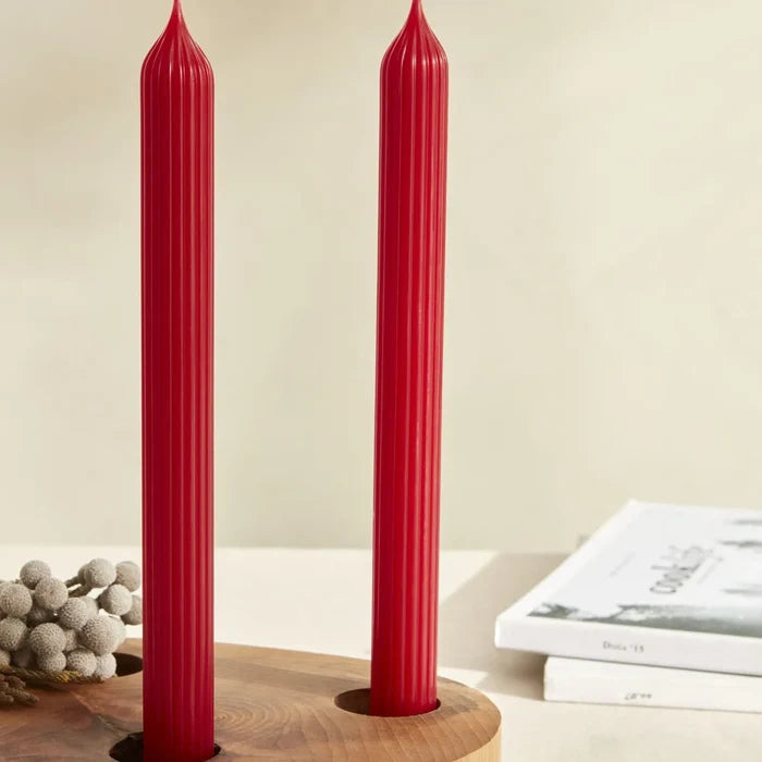 Bougie pour bougeoir Karaca Home Wave 2 pièces, rouge