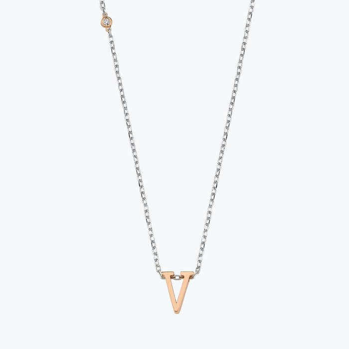 Buchstabe V Silber Diamantkette