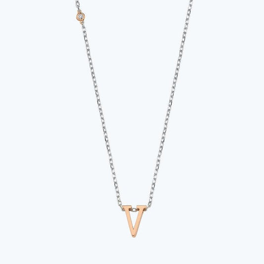 Buchstabe V Silber Diamantkette