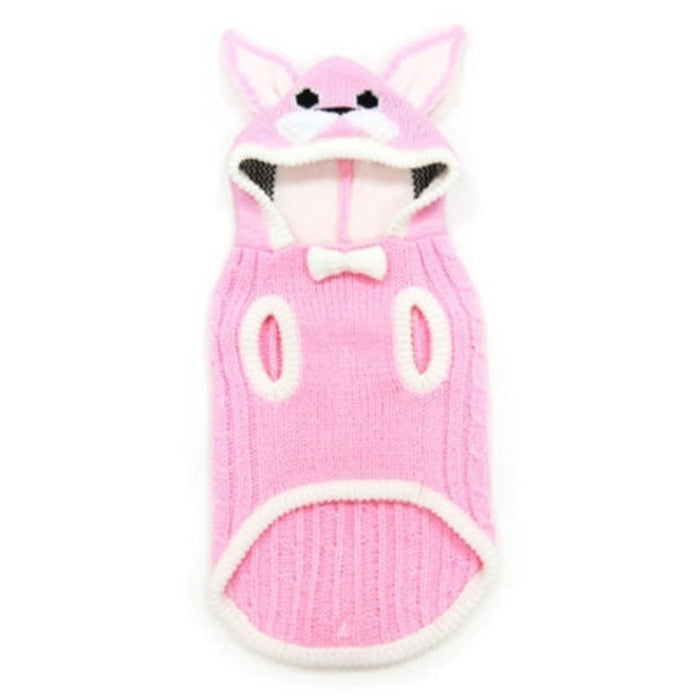 Dogo Pet dog apparel Cable Pink Bunny Hooded Dog Sweater - Only Available in Size XL and 2XL
