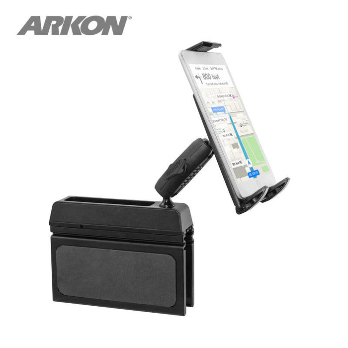 The Car Seat Console Wedge Tablet Mount securely holds your tablet by your seat, offering hands-free use and easy navigation access in your car. It attaches conveniently to the console wedge area for stable mounting on the go.