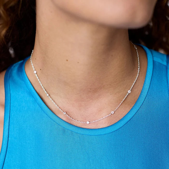 Celeste Delicate Station Necklace - Silver - Molly + Kate