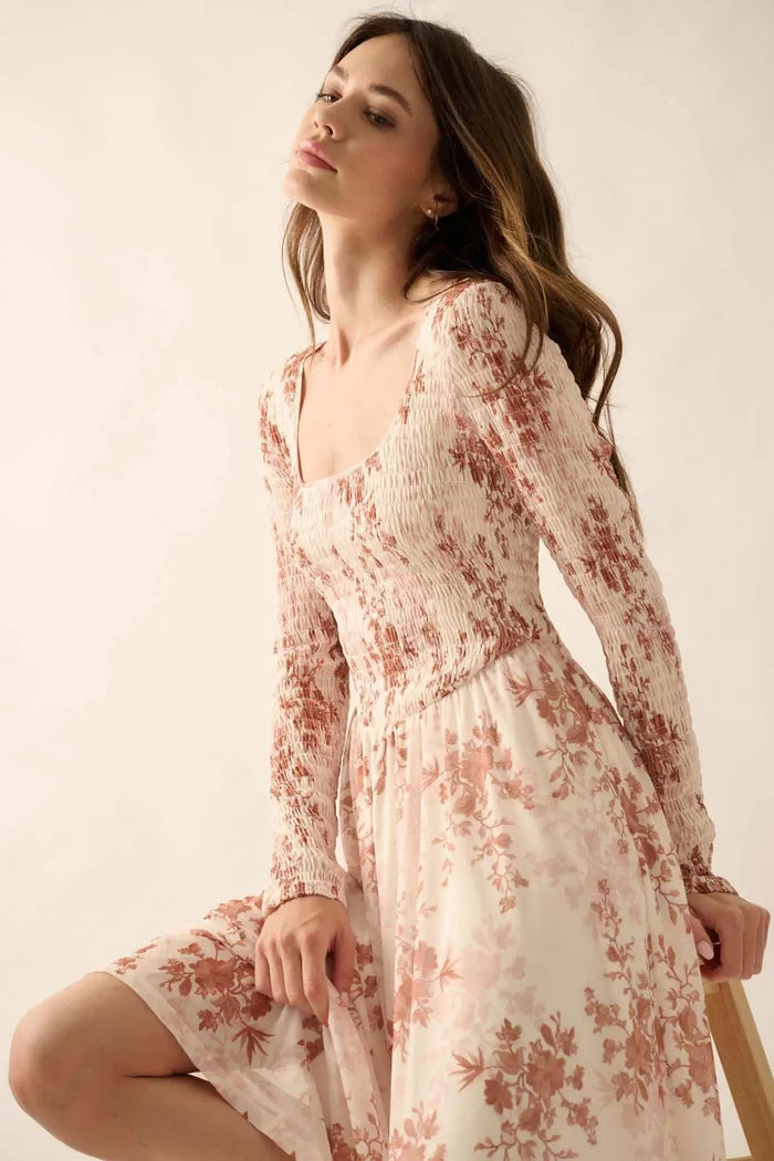 Chasing Wildflowers Smocked Floral Midi Dress - ShopPromesa