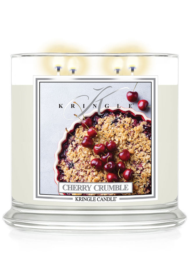 Kringle Candle cherry crumble scented candle on a white background