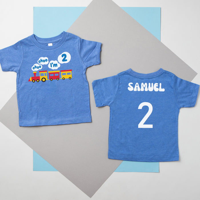 Choo Choo I'm 2 Personalized 2nd Birthday T-shirt