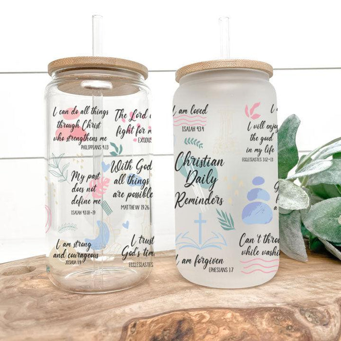 Christian Affirmations Frosted Glass Tumbler Libby Soda Can
