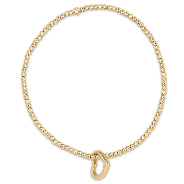 Classic Gold 2.5mm Bead Bracelet - Love Gold Charm - Molly + Kate