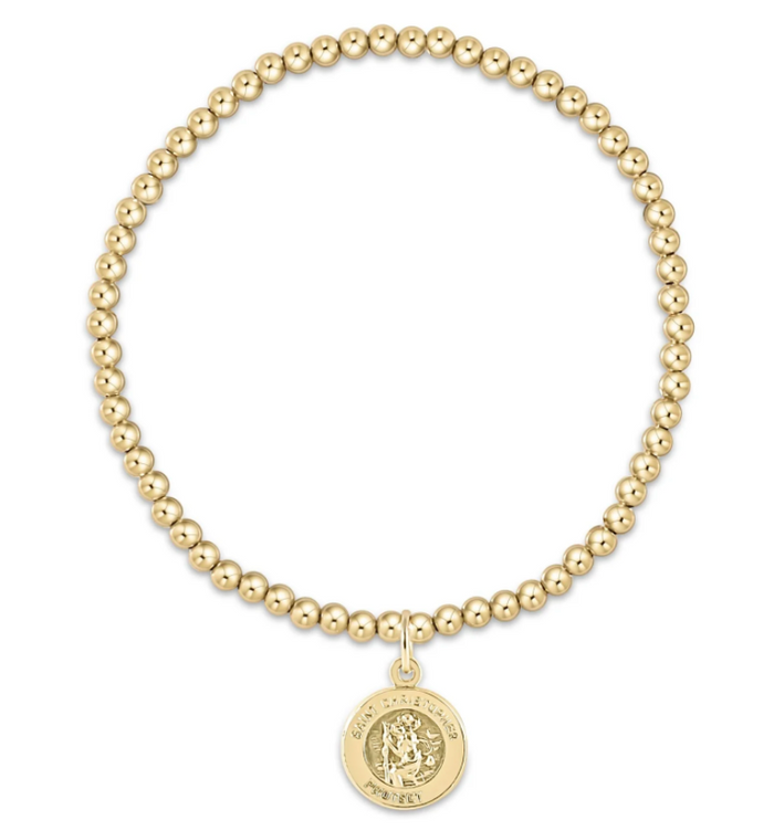 Classic Gold 3mm Bead Bracelet - Protection Gold Disc - Molly + Kate