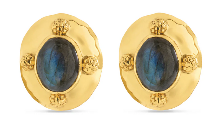 Cleopatra Oval Earrings blue Labradorite
