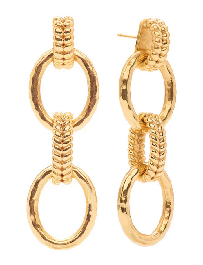Cleopatra Regal Double Link Earrings - Gold