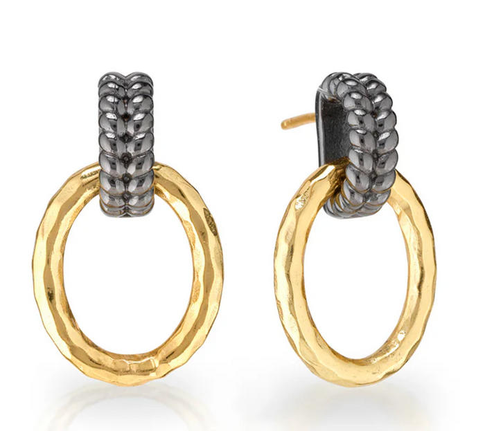 Cleopatra Regal Link Earrings - Gold/Midnight