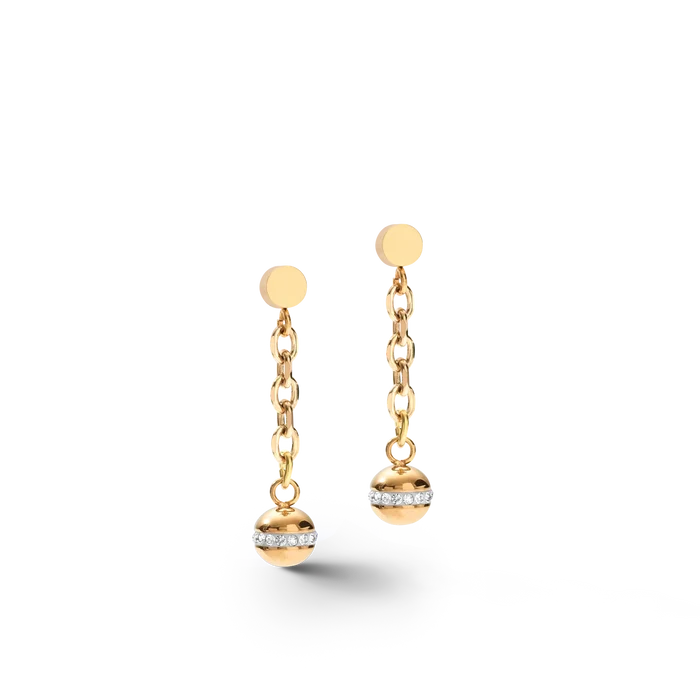 Coeur de Lion Ohrringe 4-in-1 Kugel Edelstahlkette & Hämatit gold - 5067/21-1600