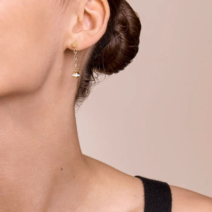 Coeur de Lion Ohrringe 4-in-1 Kugel Edelstahlkette & Hämatit gold - 5067/21-1600