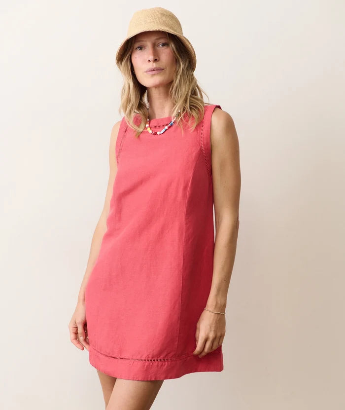 Cora Linen Mini Dress - Red - Molly + Kate