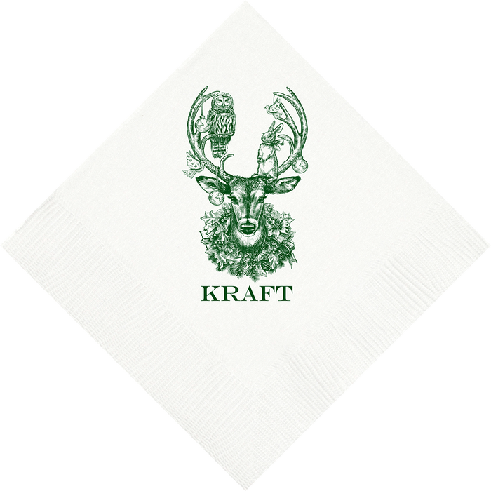 Customizable Christmas Deer Beverage Napkins