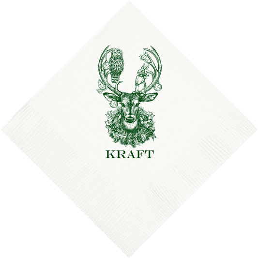 Customizable Christmas Deer Beverage Napkins