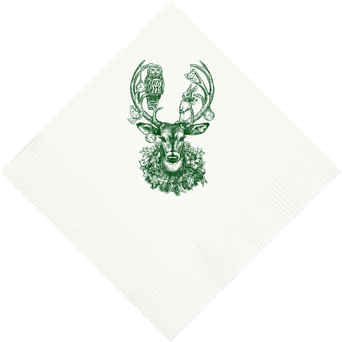 Customizable Christmas Deer Beverage Napkins