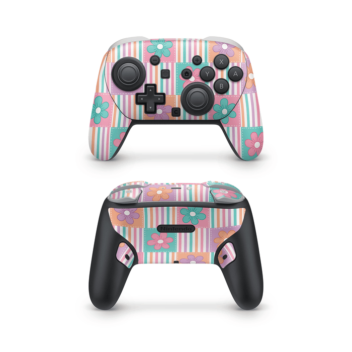 Daisy Patchwork Nintendo Switch Pro Controller Decal Skins