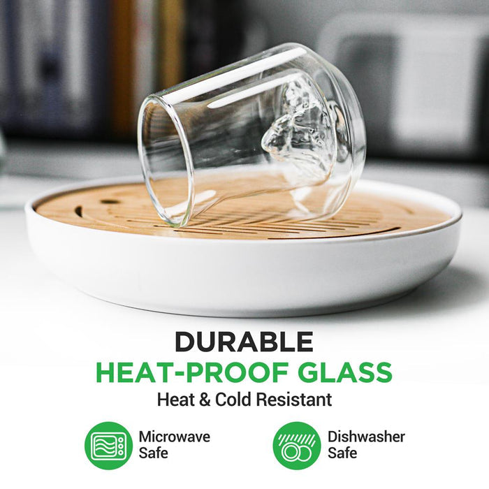 Double Wall Insulated Glasses - Sweat Free, Borosilicate, Clear, 8 oz, 2pcs