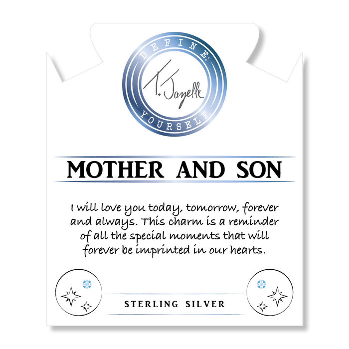 Earth Jasper Stone Bracelet with Mother and Son Sterling Silver Charm
