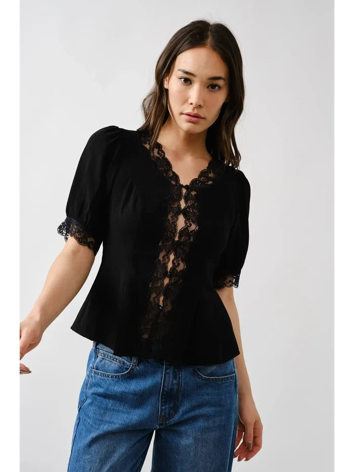 Embroidered Peplum Blouse - Molly + Kate
