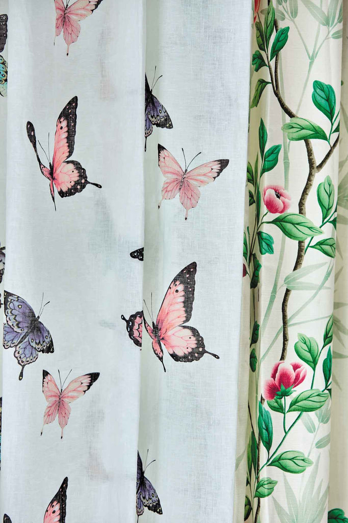 Emmeline Linen Fabric - Chalk/Rose/Sky - Diane Hill