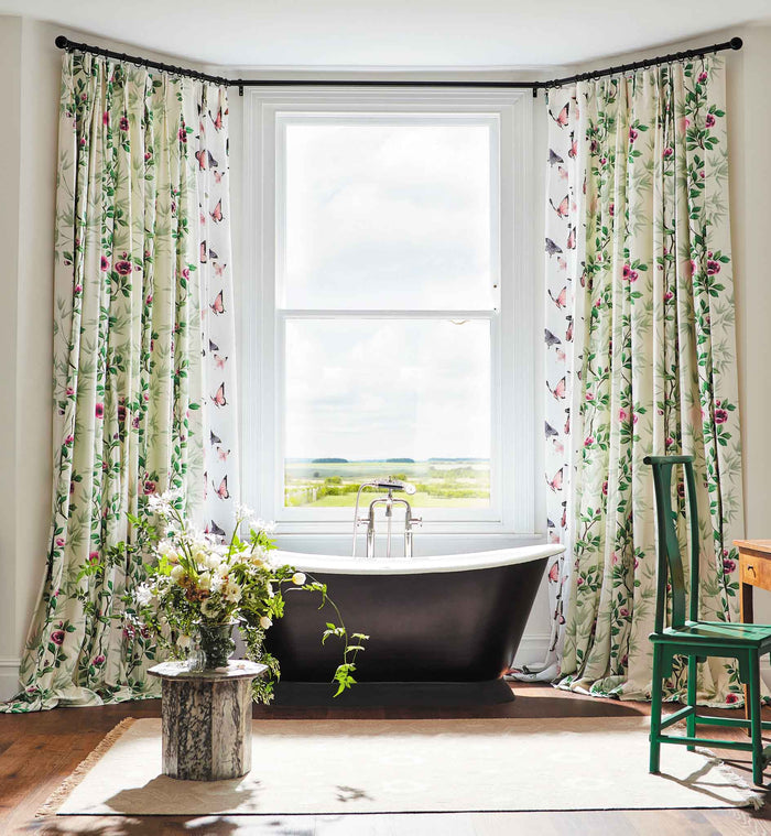 Emmeline Linen Fabric - Chalk/Rose/Sky - Diane Hill
