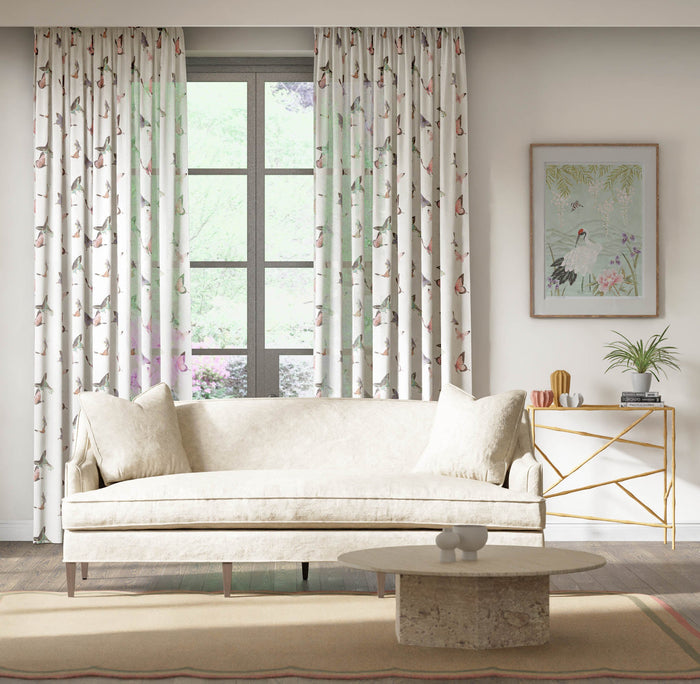 Emmeline Linen Fabric - Chalk/Rose/Sky - Diane Hill