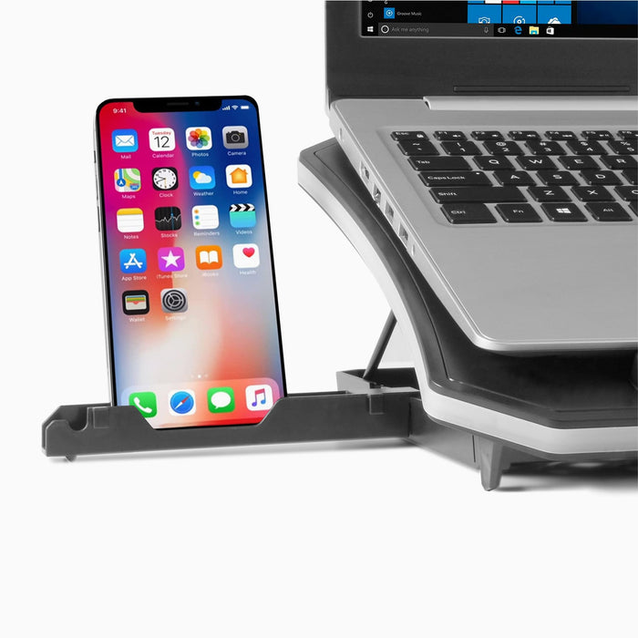 aluratek ergonomic USB laptop cooling pad RGB lights cradle black