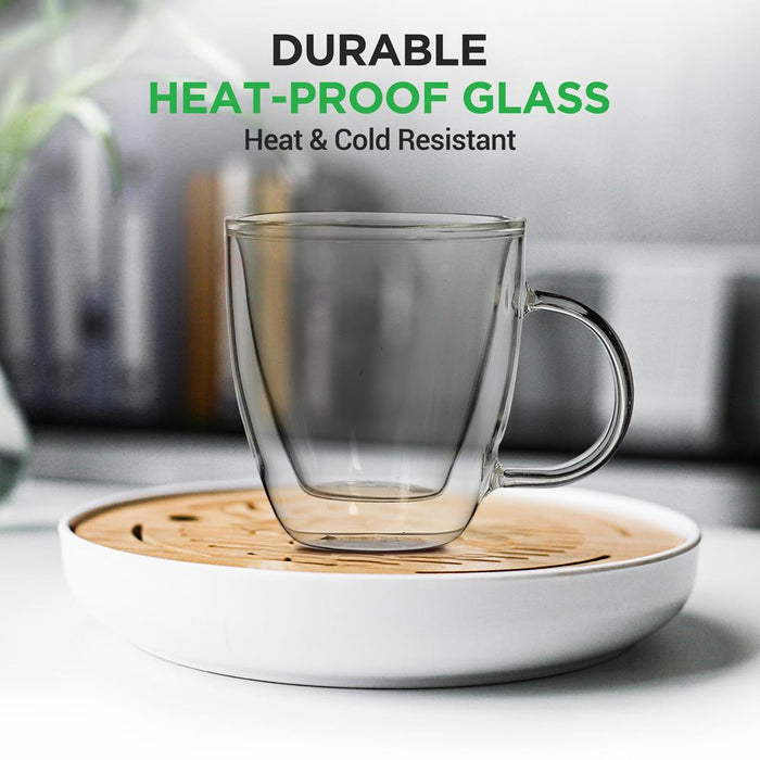 Espresso Cups 5.2 Oz, Insulated Double-Walled Glass, Clear, Set of 2